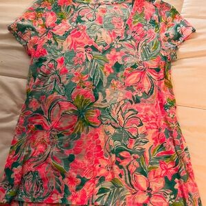 Lilly Pulitzer Orange Pink Graphic Short Sleeve Tee
